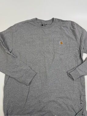 Carhartt Mens’ Loose Fit Long Sleeve T-Shirt- Size XL-gray- pocket tee